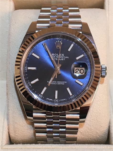 rolex datejust 41 blue dial jubilee fluted bezel